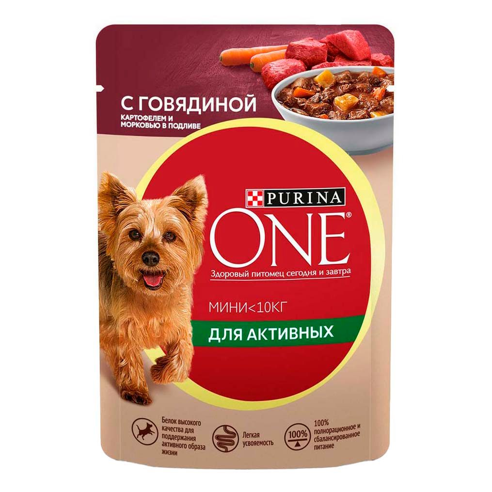 

Влажный корм Purina One Мини Контроль веса для собак говядина-картофель-морковь 85 г