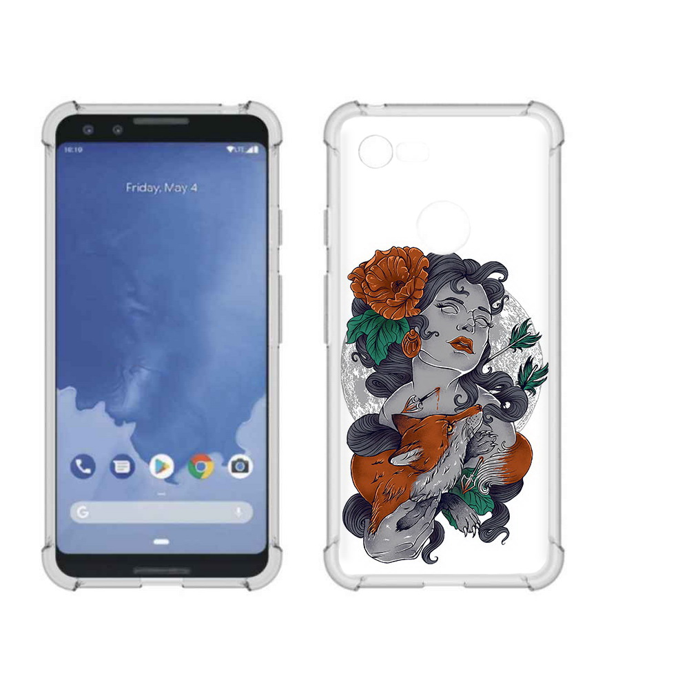 

Чехол MyPads Tocco для Google Pixel 3 темная девушка с лисой, Прозрачный, Tocco