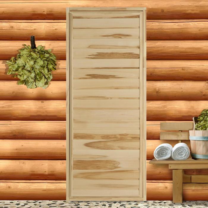 дверь для бани и сауны из шпунтованной доски липа эконом 160х70 см Дверь для бани и сауны 