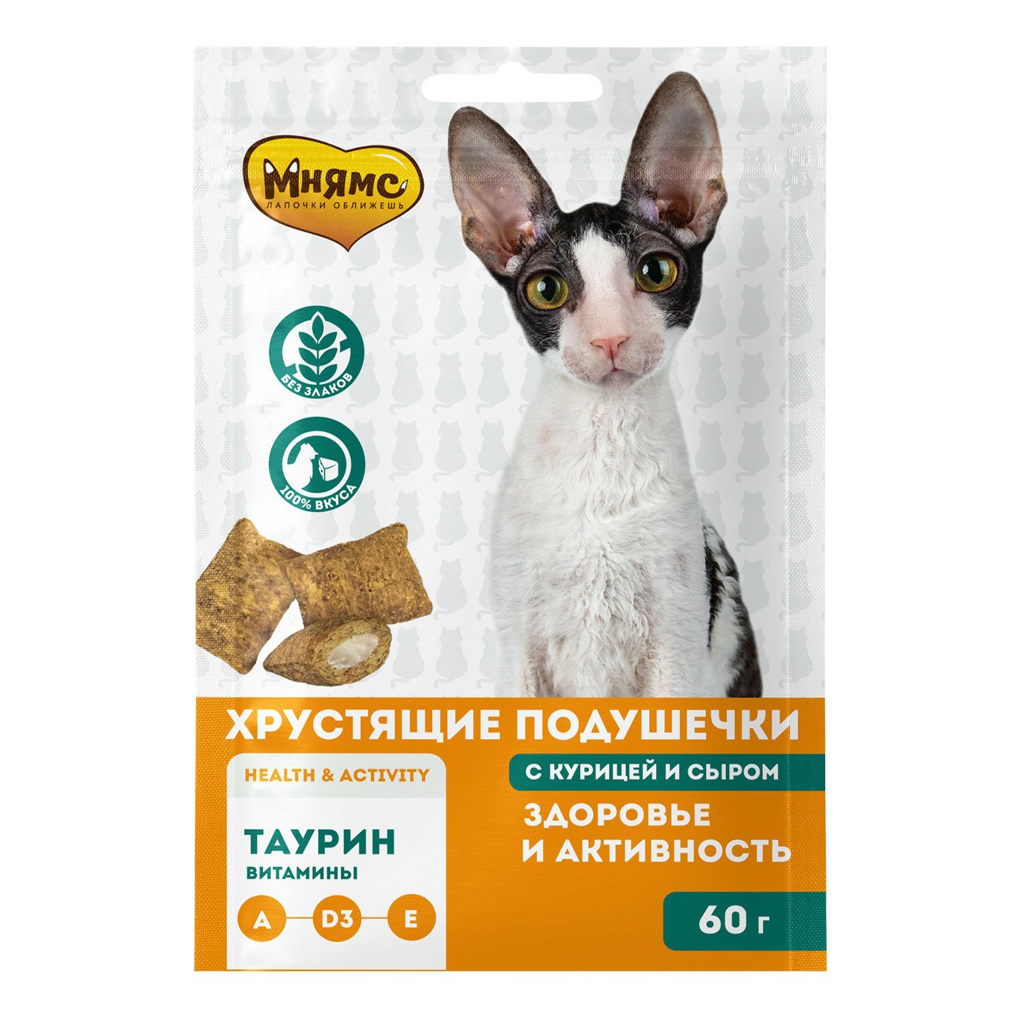 Лакомство для кошек Мнямс Pro Pet Хрустящие подушечки курица сыр 60 г