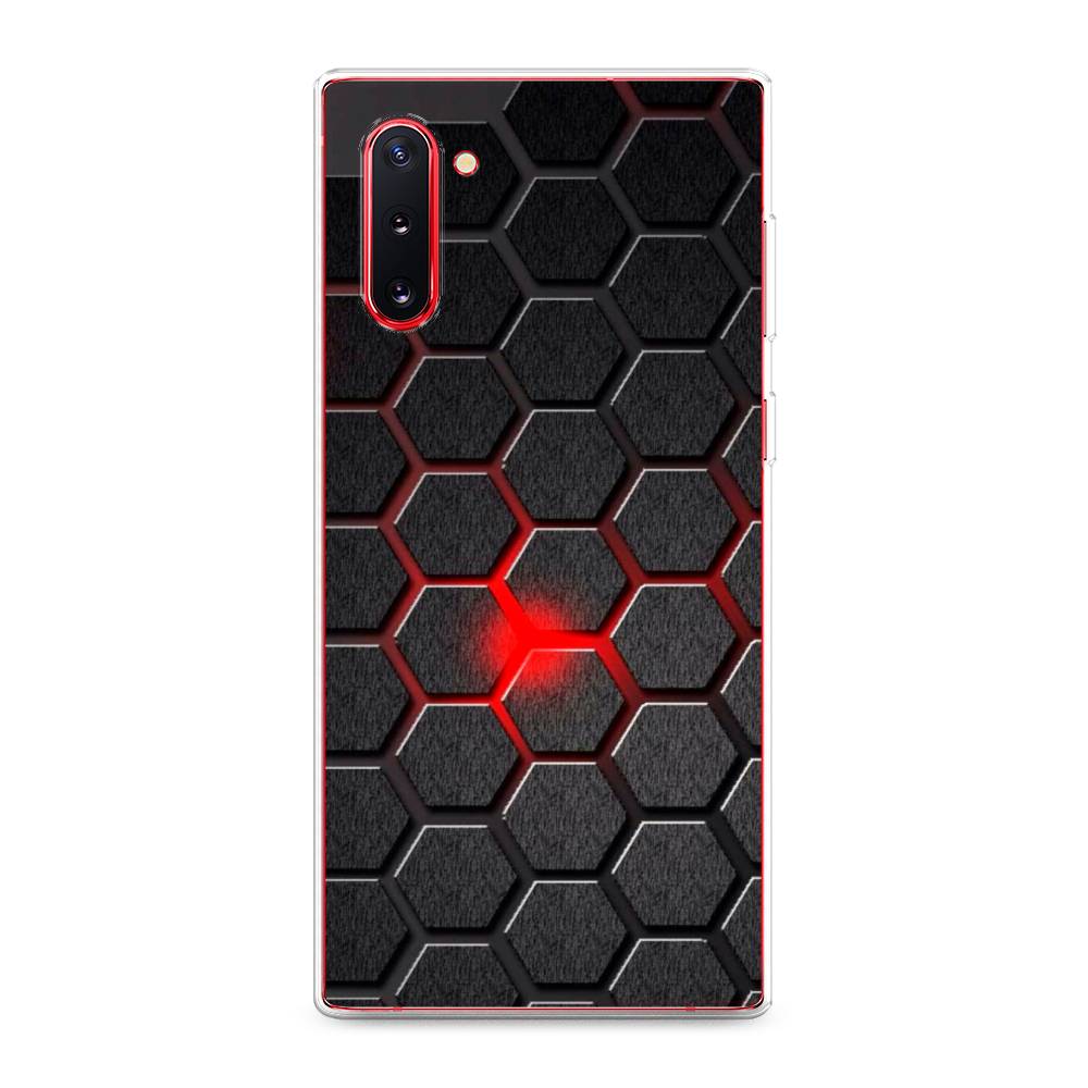 

Чехол на Samsung Galaxy Note 10 "Соты красные", Красный;черный;серый, 28650-3