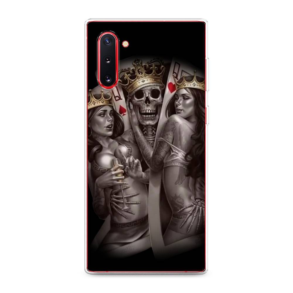 

Чехол на Samsung Galaxy Note 10 "Карты король и королевы", Серый;желтый, 28650-6