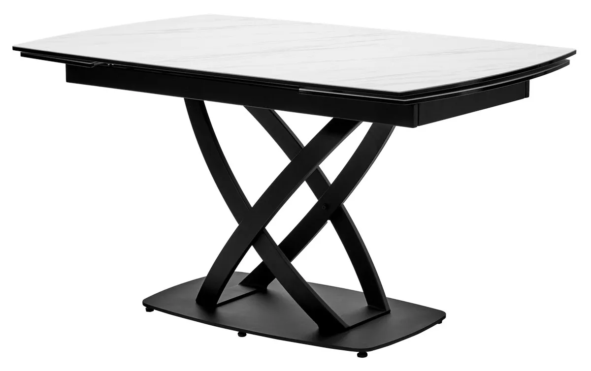 

Стол М-City FOGGIA 140 KL-99 белый мрамор матовый, итальянская керамика, черный каркас, Foggia