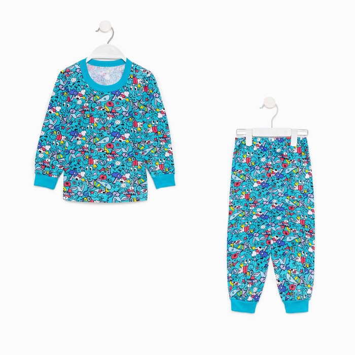 Пижама для мальчика, цвет голубой/абстракция, рост 104 см
