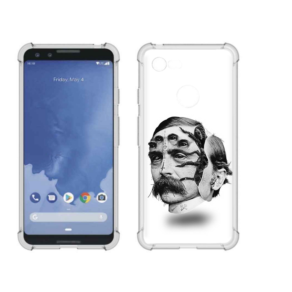

Чехол MyPads Tocco для Google Pixel 3 страшное лицо мужчины, Прозрачный, Tocco