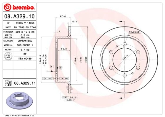 

08.A329.11_диск тормозной задний! с покрытием Daewoo Korando/Musso 2.0-2.9D/TD 99>