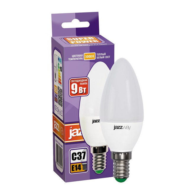 

Лампа светодиодная PLED- SP C37 9w E14 3000K-Е Jazzway свеча