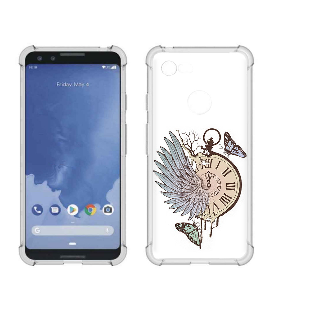 

Чехол MyPads Tocco для Google Pixel 3 страинные часы с крылом, Прозрачный, Tocco