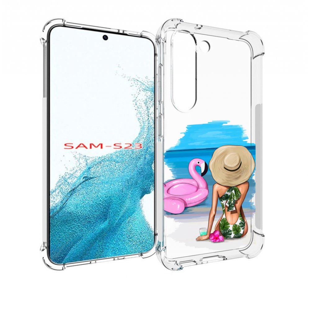 

Чехол MyPads Девушка-и-фламинго женский для Samsung Galaxy S23, Прозрачный, Tocco