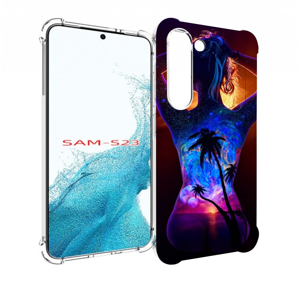 Чехол MyPads Девушка-и-пальмы женский для Samsung Galaxy S23
