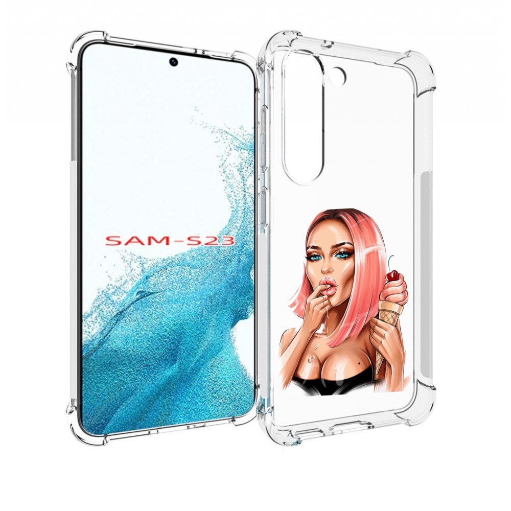 

Чехол MyPads Девушка-и-мороженое женский для Samsung Galaxy S23, Прозрачный, Tocco