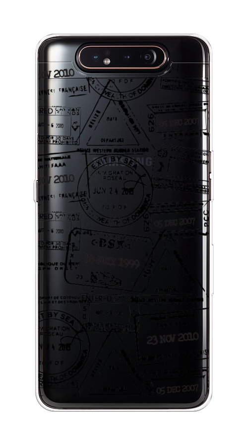 

Чехол на Samsung Galaxy A80 "Visa stamps 2", Белый;черный;серый, 28350-2