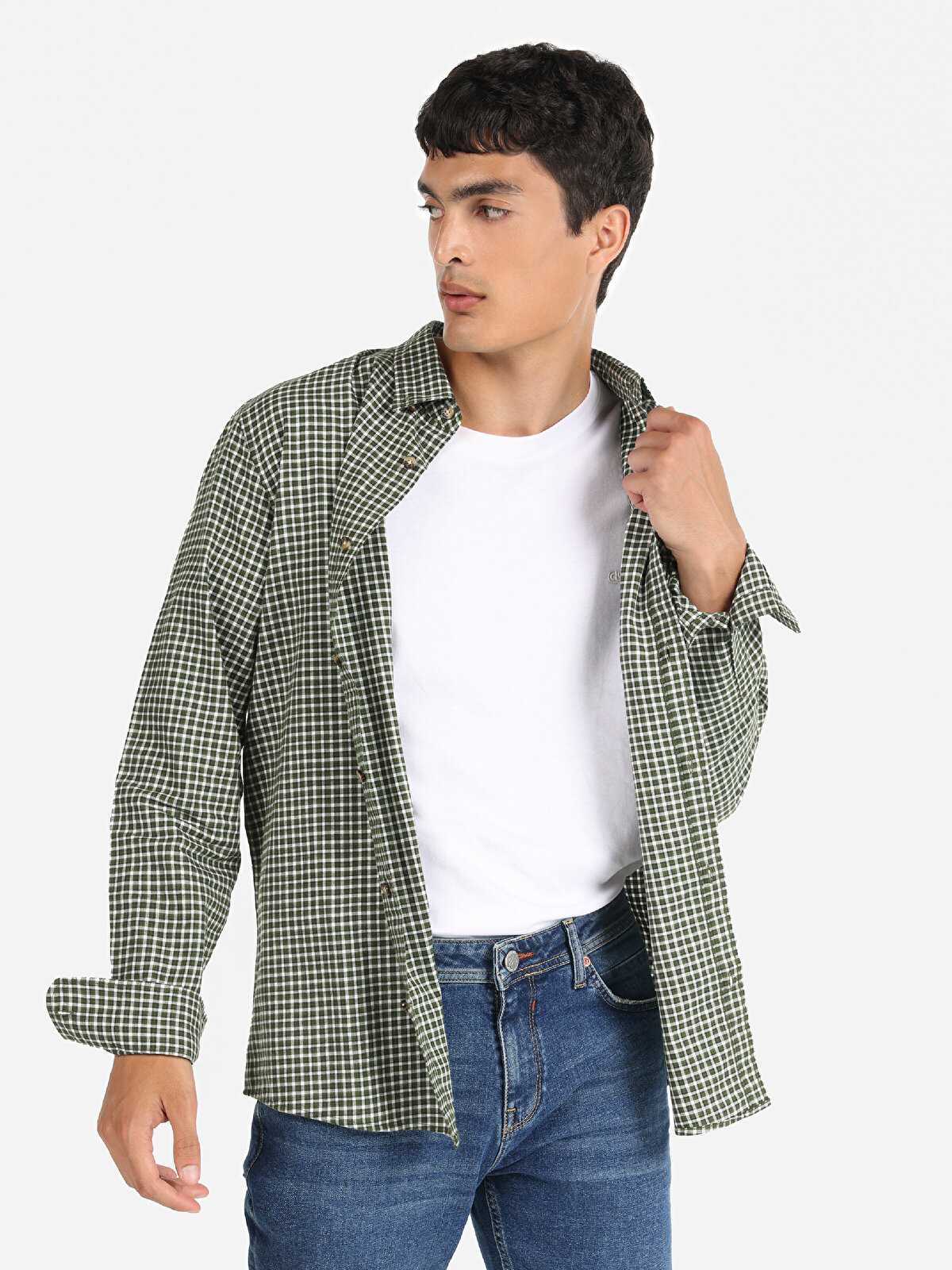 

Рубашка мужская Colin's CL1065591_Q1.V1 хаки XL, CL1065591_Q1.V1