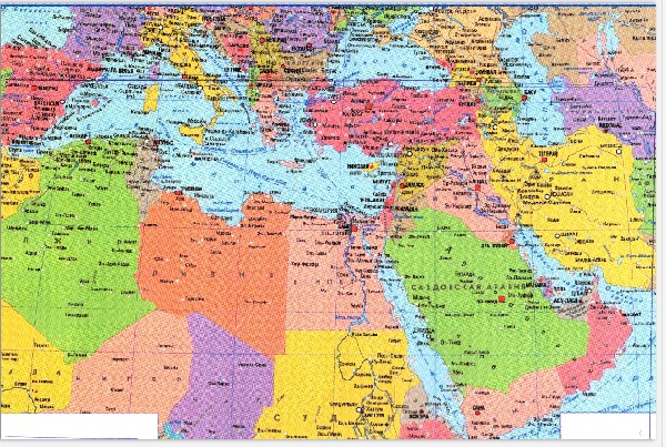 

Политическая карта Ближнего Востока на рейках, 150*100 см