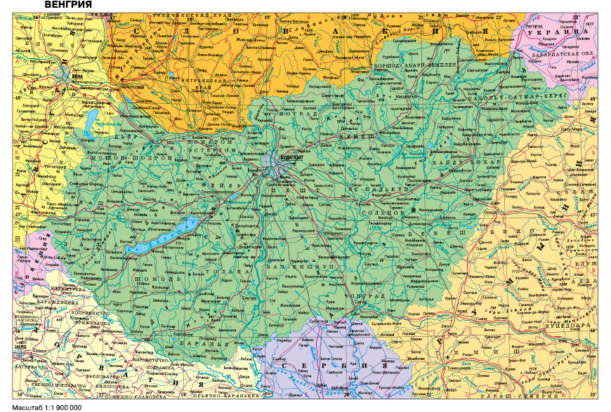 Карта административная венгрии