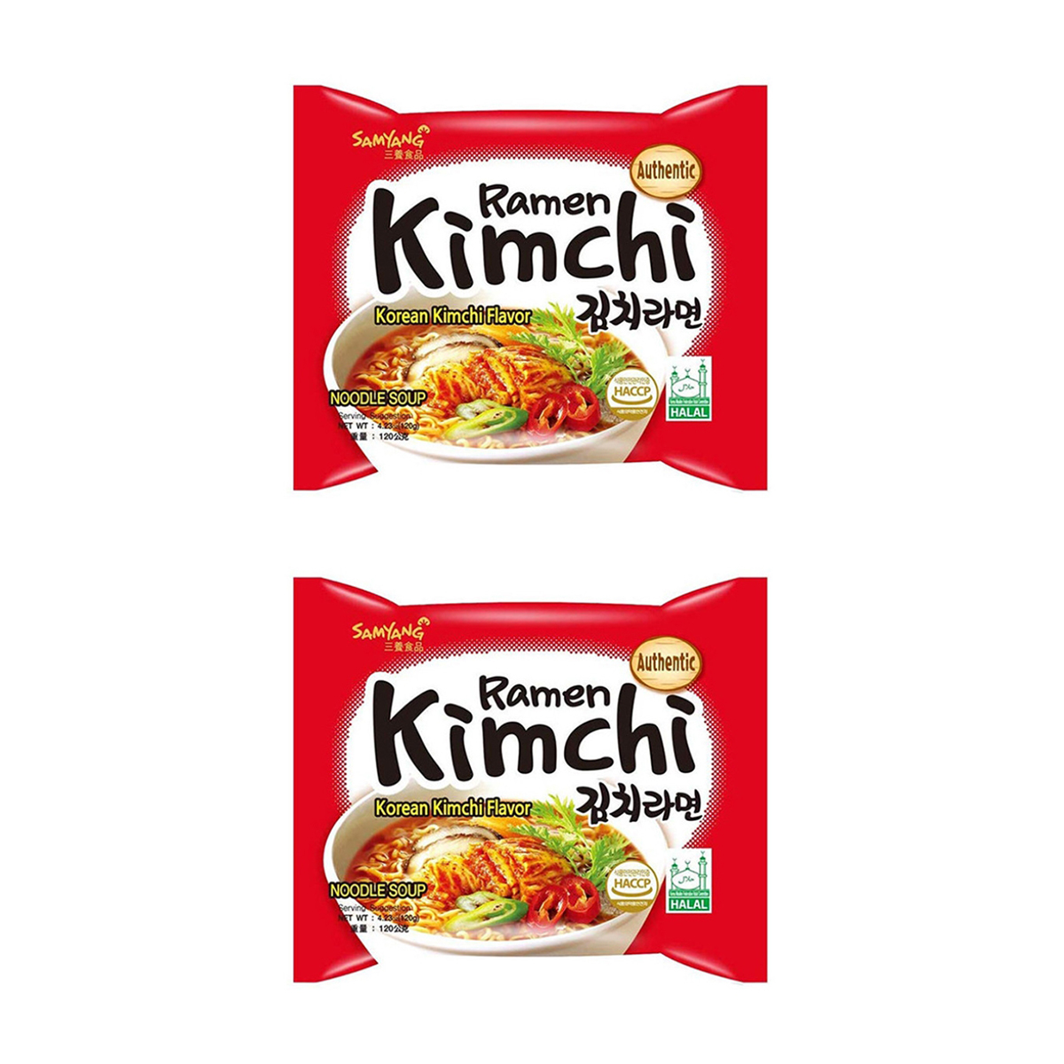 Лапша быстрого приготовления SAMYANG Кимчи рамен со вкусом кимчи, 2 шт по 120 г