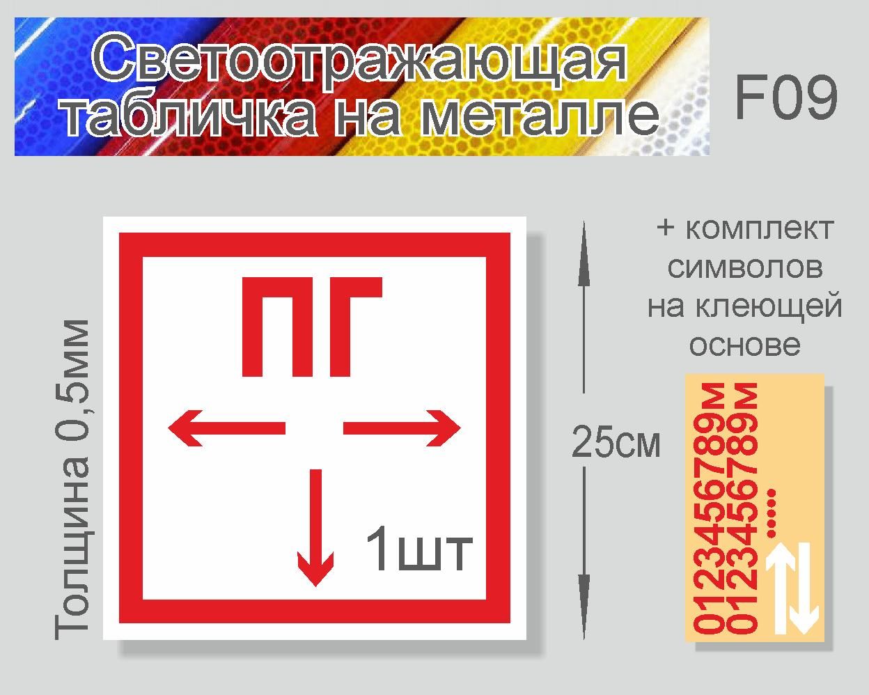 

Табличка "Знак Пожарный гидрант" F-09 металл 0,5мм светоотражающая 250х250мм. 1 шт., Белый;красный, F-09