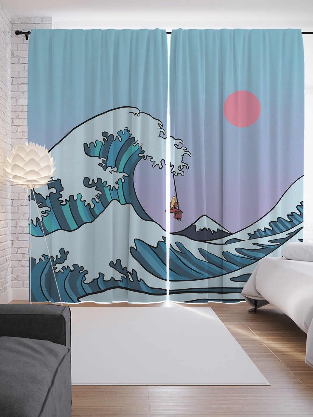 

Шторы JoyArty с фотопечатью "Морские качели" из сатена, 290х265 см, Морские качели