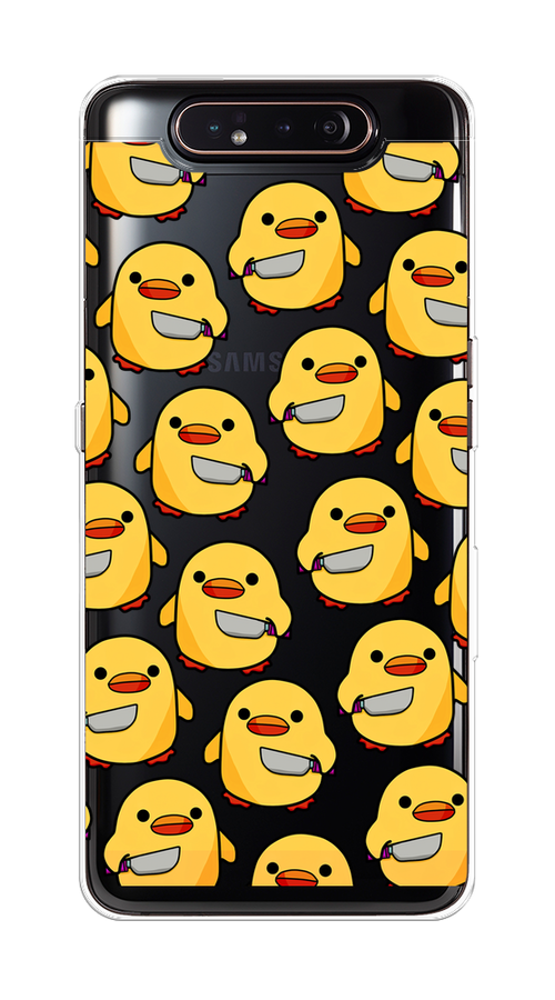 

Чехол на Samsung Galaxy A80 "Утка с ножом", Прозрачный;желтый;оранжевый, 28350-1