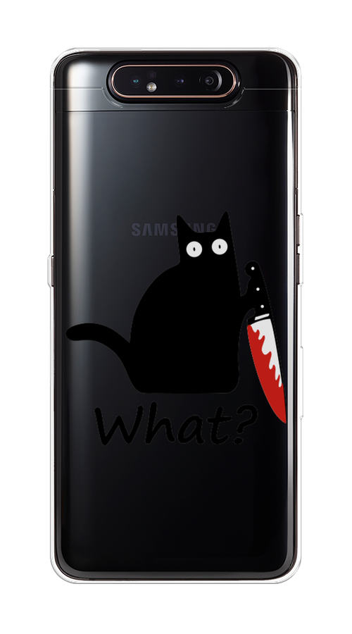 

Чехол на Samsung Galaxy A80 "Котик с ножом", Черный;красный, 28350-6