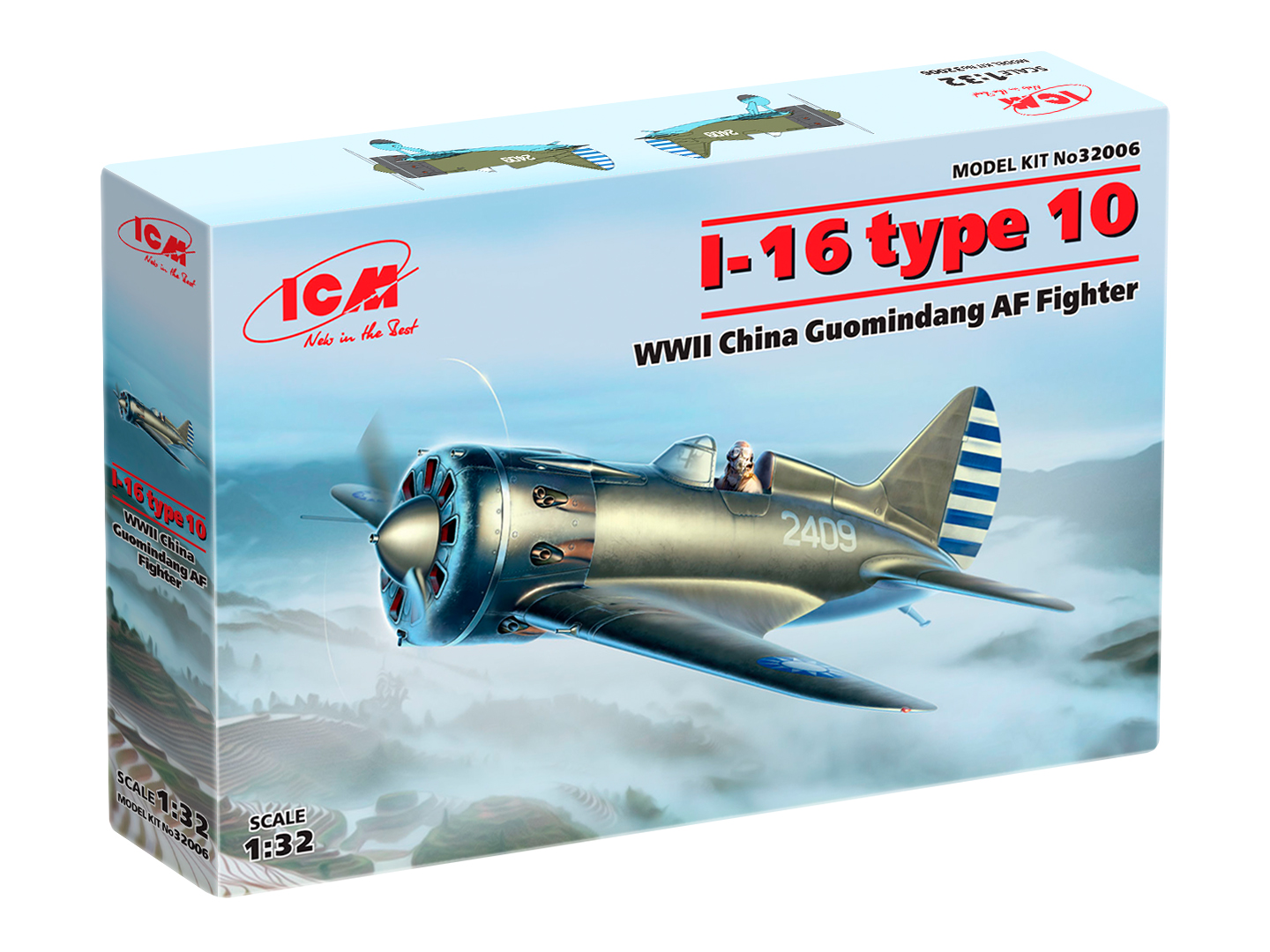 фото Сборная модель icm 1/32 самолет и-16 тип 10, истребитель ввс китая 2mb 32006