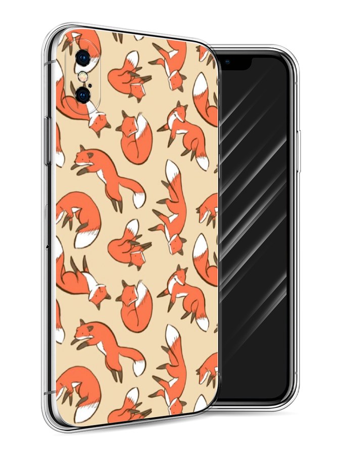 

Чехол Awog на Apple iPhone X (10) / Айфон X (10) "Лисички фон", Разноцветный, 11050-3