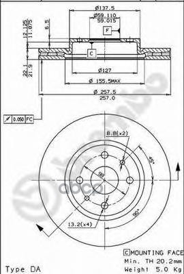 

Тормозной диск brembo комплект 1 шт. 09584311