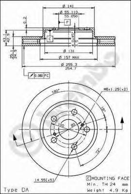 

09.5844.10_диск тормозной передний toyota carina 1.6 92-97