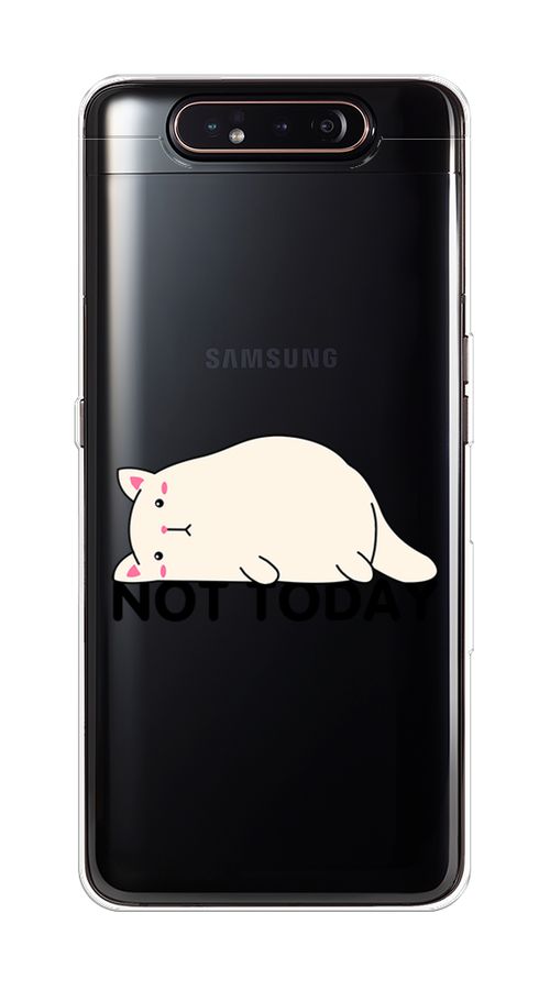 

Чехол на Samsung Galaxy A80 "Cat not today", Белый;розовый;черный, 28350-1