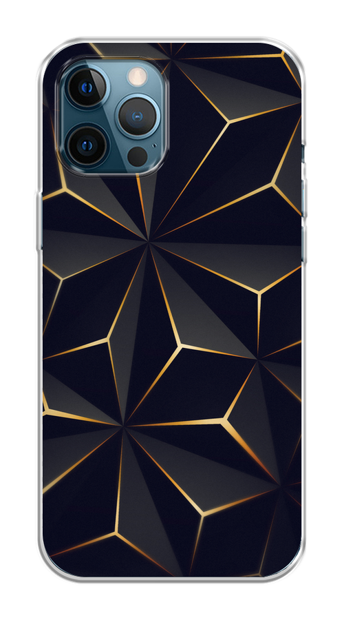 

Чехол на Apple iPhone 12 Pro Max "Черные полигоны", Золотистый;черный, 12750-3