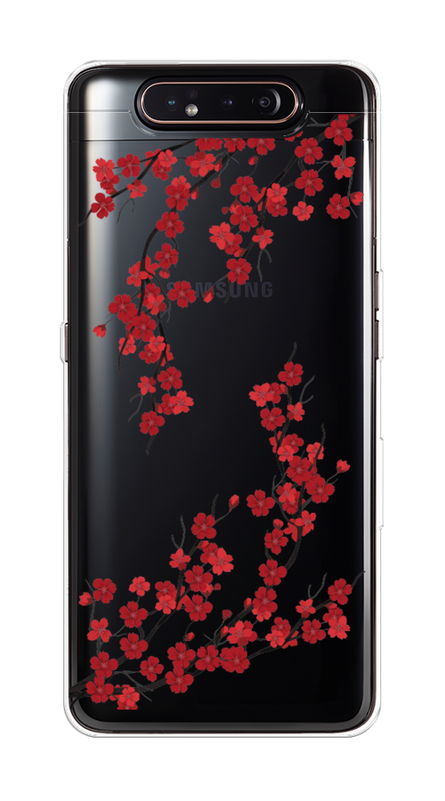 

Чехол на Samsung Galaxy A80 "Красная сакура", Красный;черный, 28350-2