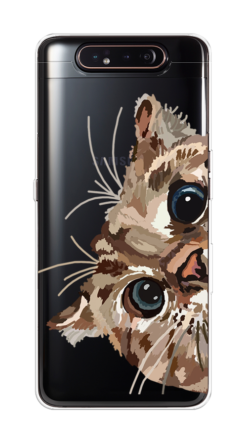 

Чехол на Samsung Galaxy A80 "Любопытный кот", Коричневый;синий;черный, 28350-1