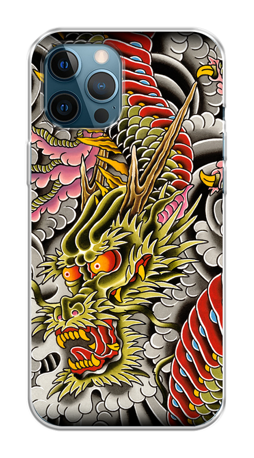

Чехол на Apple iPhone 12 Pro Max "Японский дракон", Желтый;розовый;красный, 12750-4