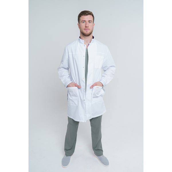 Халат медицинский мужской СтильБ 165ТСД белый 60 RU