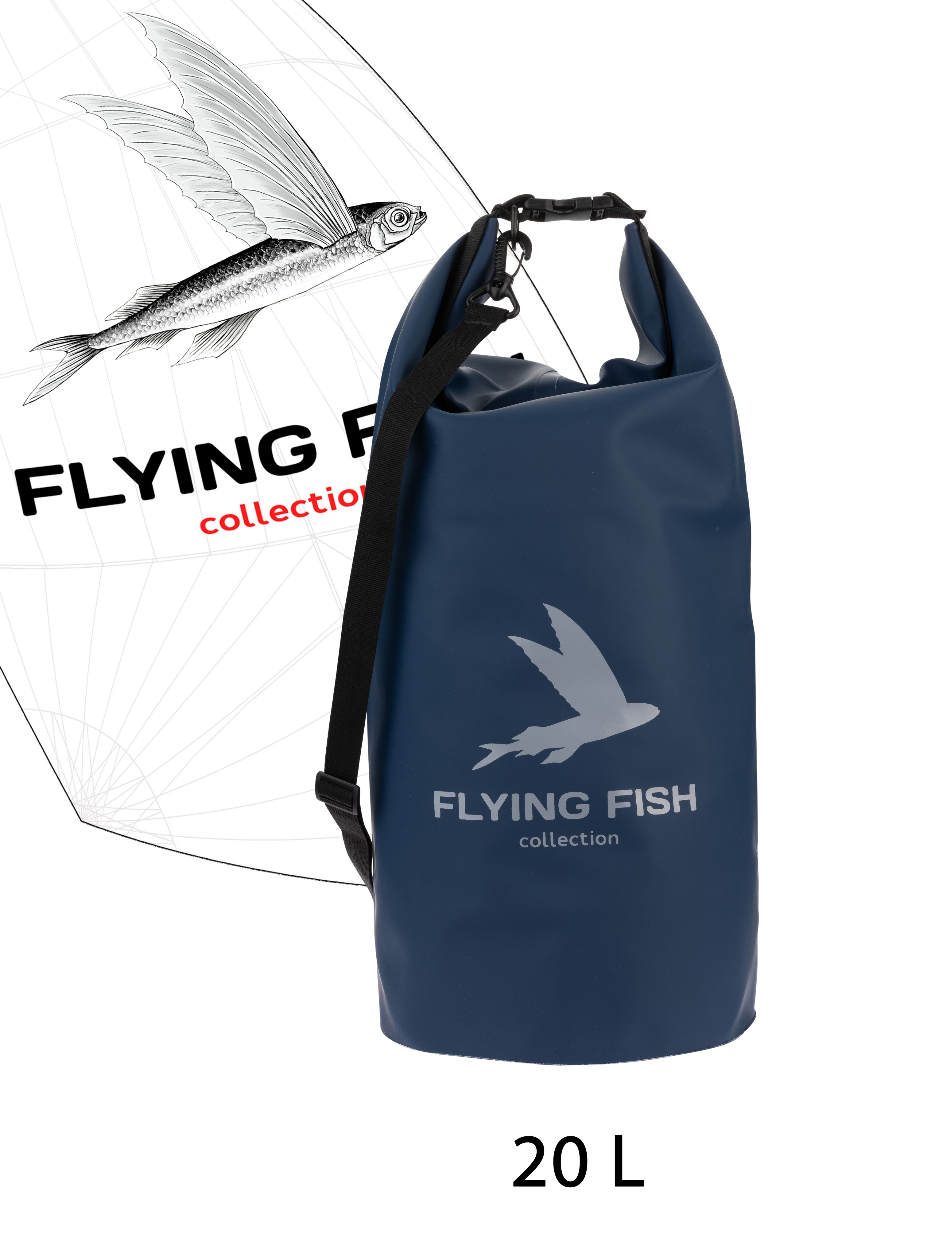

Гермомешок FLYING FISH collection для яхтинга темно-синий 20 л, для яхтинга