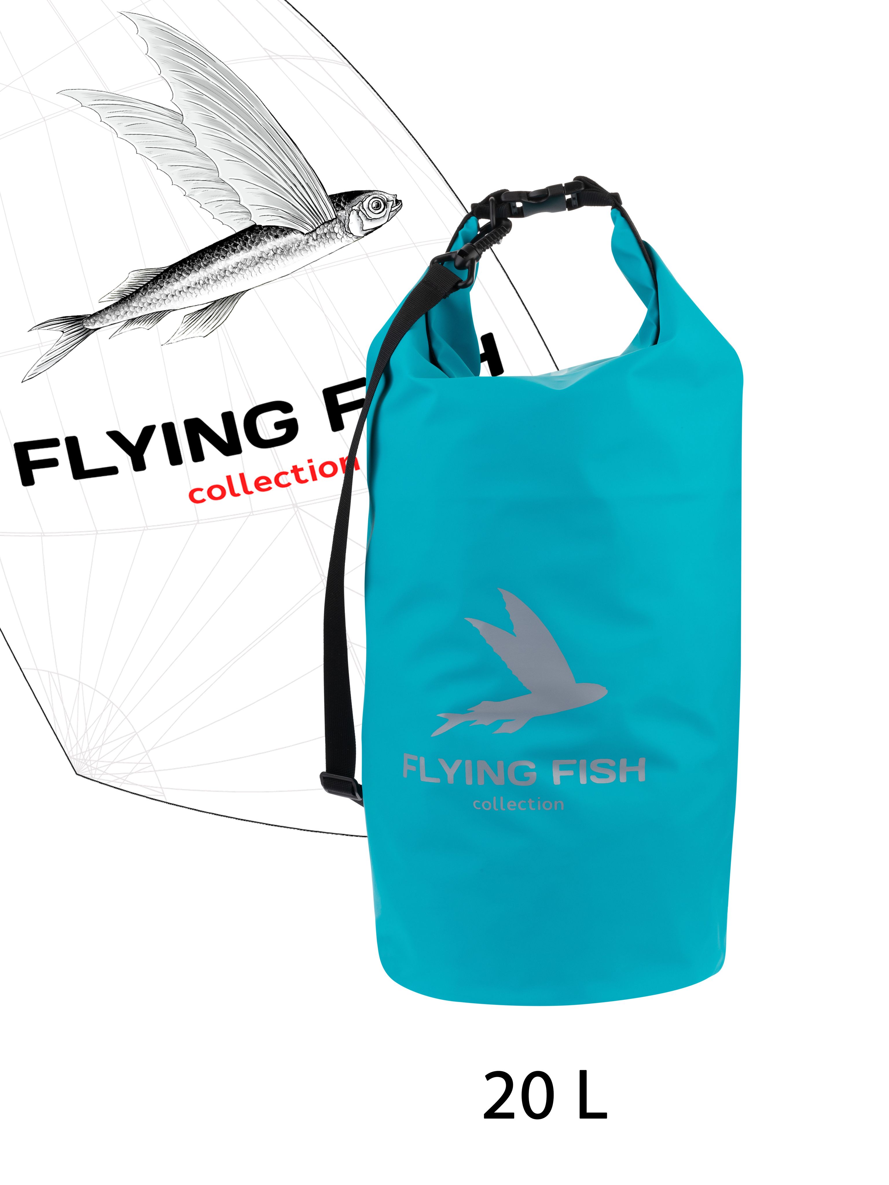 

Гермомешок FLYING FISH collection для яхтинга бирюзовый 20 л, Голубой, для яхтинга