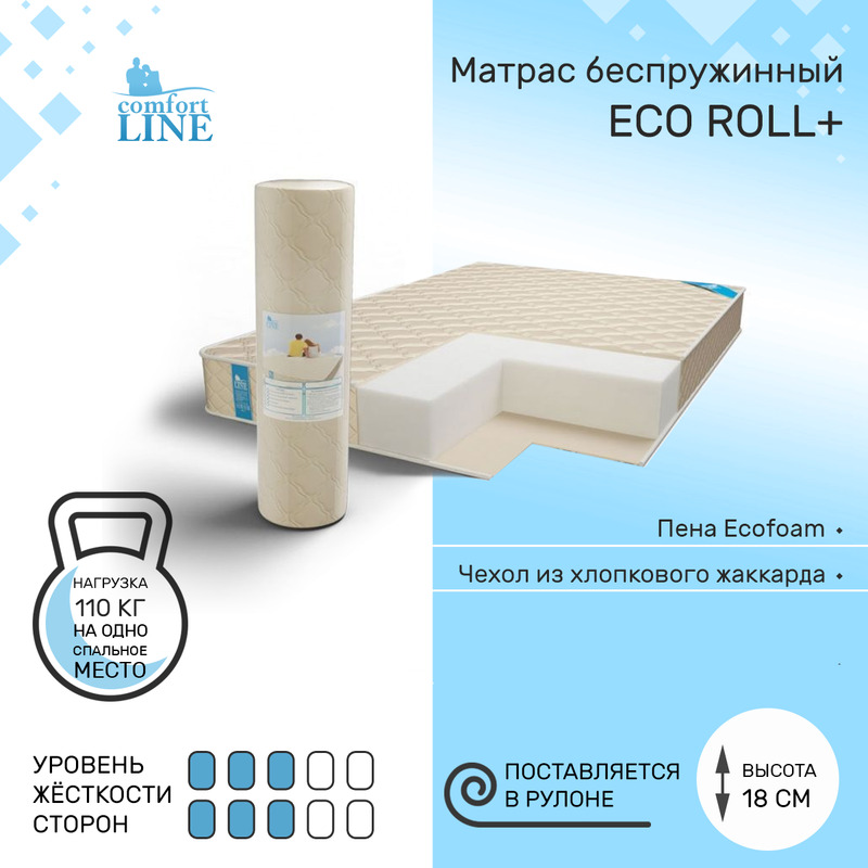 

Матрас беспружинный Comfort Line Eco Roll+ 185х195, высота 18 см, Eco Roll+