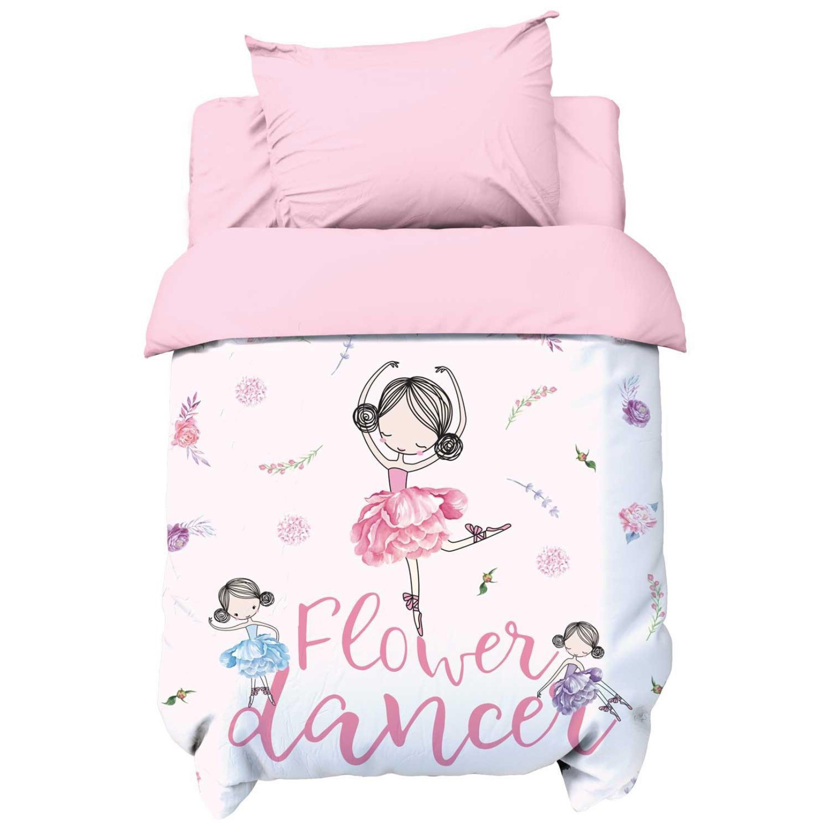 Комплект постельного белья Крошка Я Flower dance, односпальный, бязь, розовый