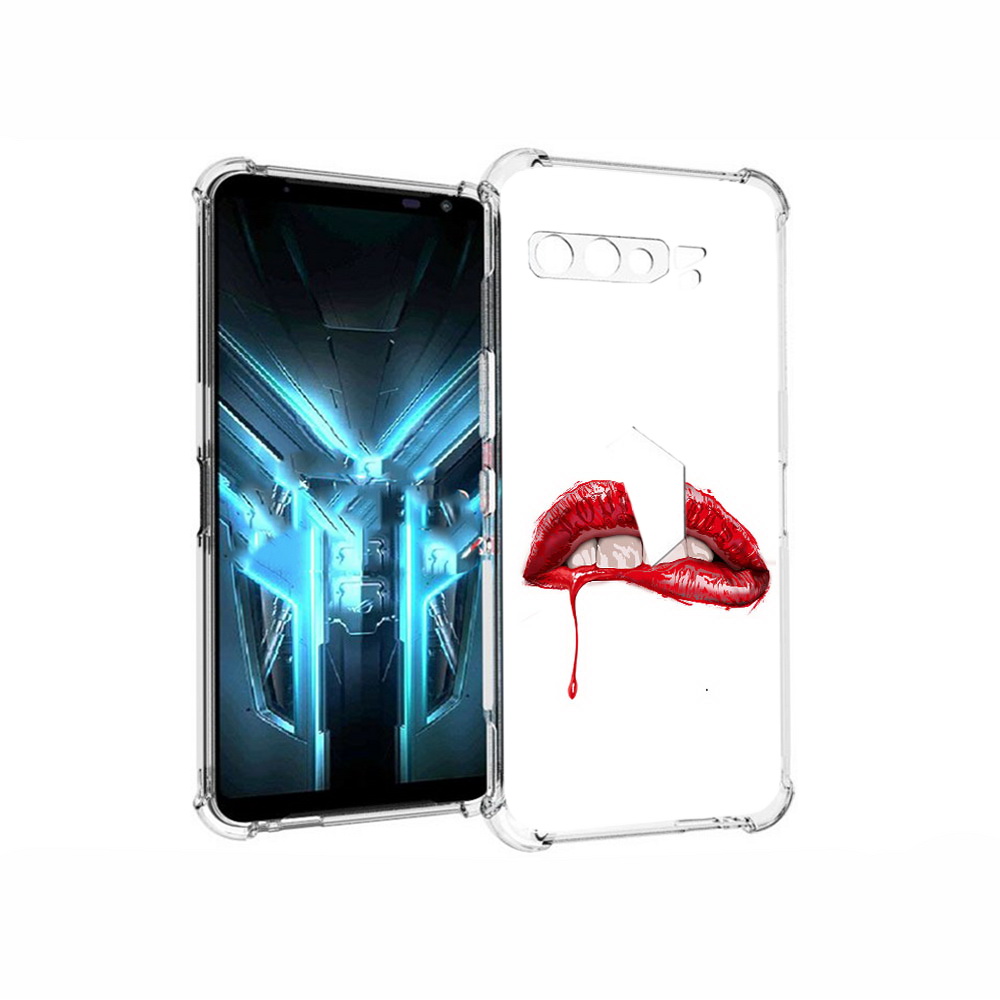 

Чехол MyPads Tocco для Asus ROG Phone 3 яркие красные губы, Прозрачный, Tocco
