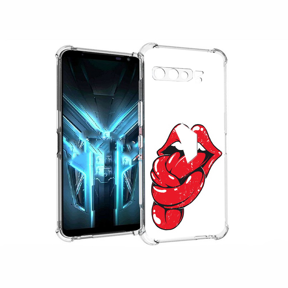 

Чехол MyPads Tocco для Asus ROG Phone 3 яркие губы с языком, Прозрачный, Tocco