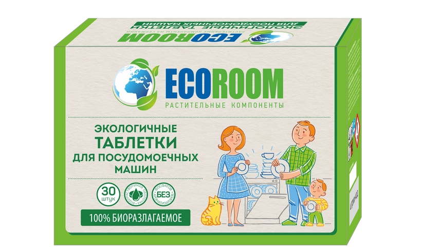 фото Таблетки для посудомоечных машин ecoroom бесфосфатные 30 шт.