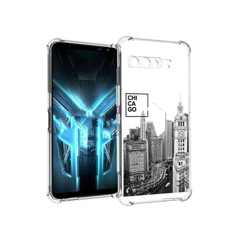 

Чехол MyPads Tocco для Asus ROG Phone 3 черно белый чикаго, Прозрачный, Tocco