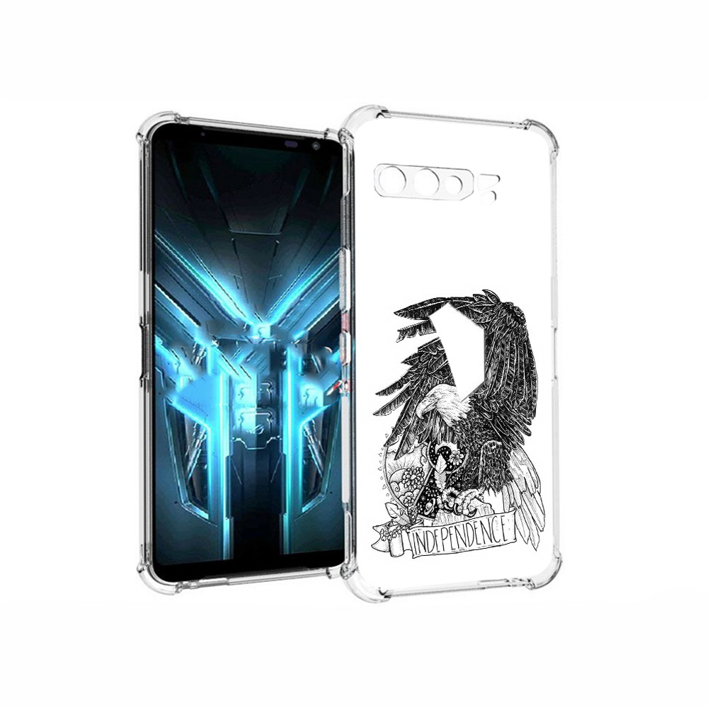 

Чехол MyPads Tocco для Asus ROG Phone 3 черно белый сокол, Прозрачный, Tocco