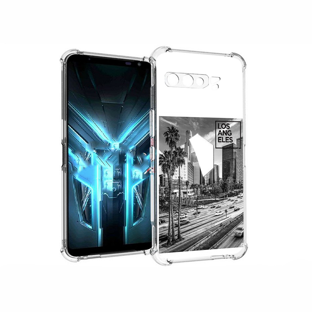 

Чехол MyPads Tocco для Asus ROG Phone 3 черно белый лос анджелес, Прозрачный, Tocco