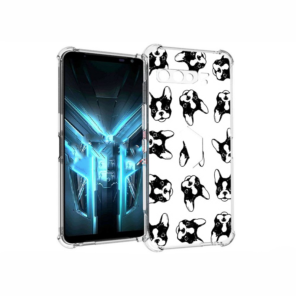 

Чехол MyPads Tocco для Asus ROG Phone 3 черно белые собачки, Прозрачный, Tocco