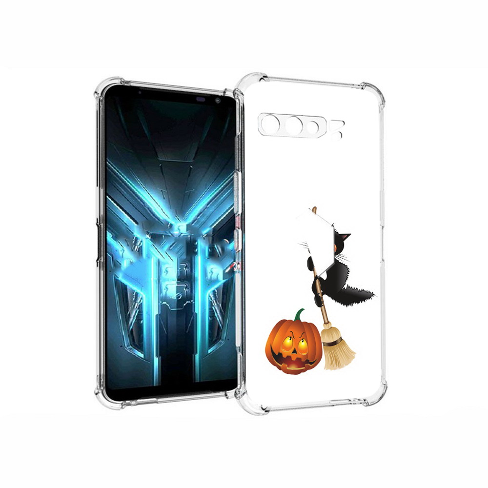 

Чехол MyPads Tocco для Asus ROG Phone 3 хэлуинский котик, Прозрачный, Tocco