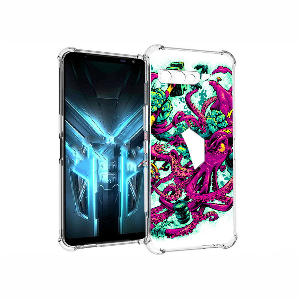 

Чехол MyPads Tocco для Asus ROG Phone 3 фиолетовый кракен, Прозрачный, Tocco