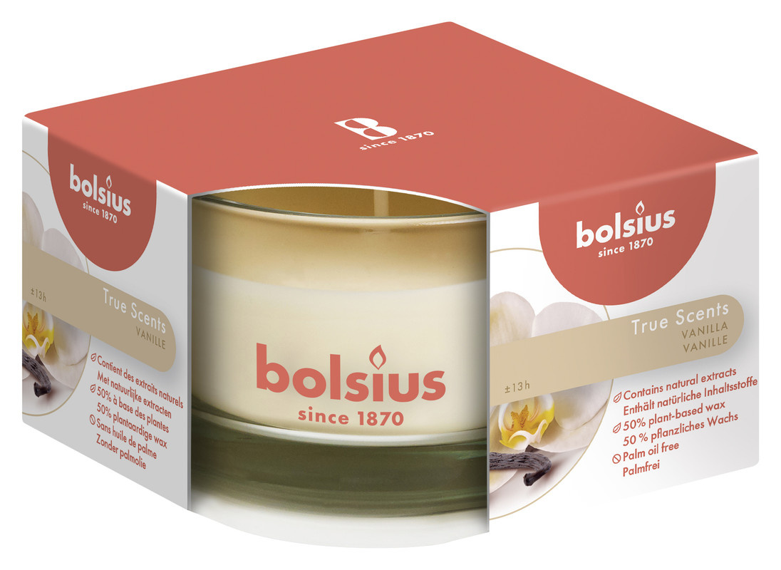 фото Свеча в стекле bolsius true scents ароматическая, ваниль, время горения 13 часов, 50x80