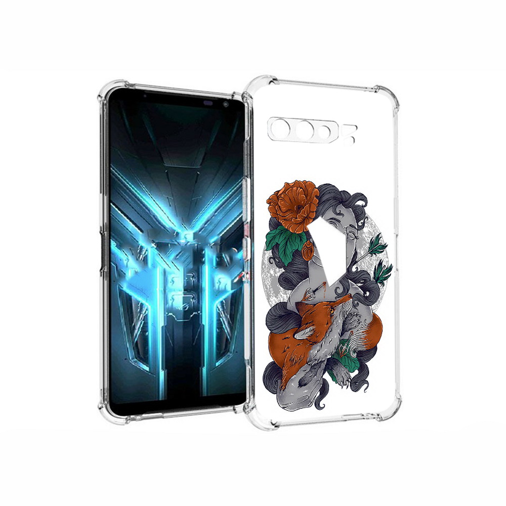 

Чехол MyPads Tocco для Asus ROG Phone 3 темная девушка с лисой, Прозрачный, Tocco