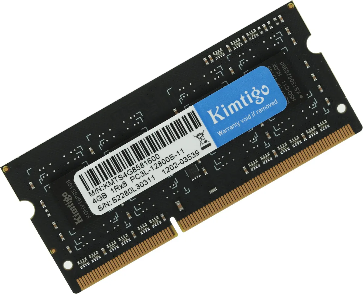 

Оперативная память KIMTIGO (KMTS4G8581600), DDR3L 1x4Gb, 1600MHz